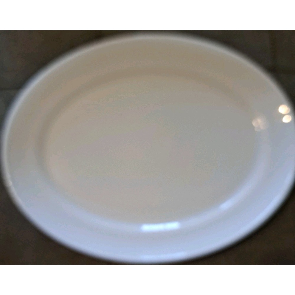 Vintage Crown Corning Oval Gold Rim White Opal Milk Glass 13" X 10.25"‎ Platter